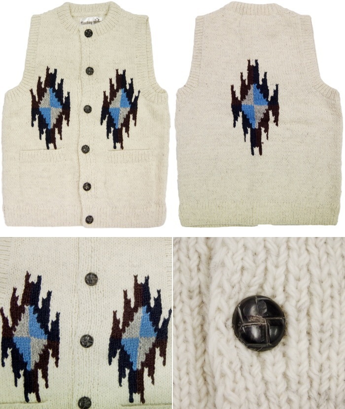 MONKEY WEAR COWICHAN KNIT VEST FT001 ��󥭡������� �������� �˥å� �٥��� ��� �������󥻡����� ��������٥��� �������� �ϥ�ɥᥤ�� ���ᥫ�� �ͥ��ƥ����� ������100% �ͥѡ�����