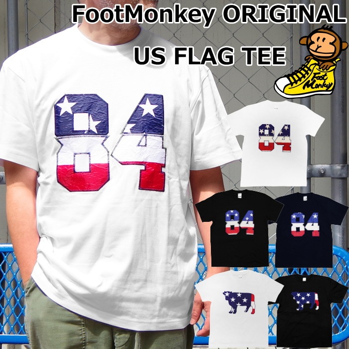 FootMonkey ORIGINAL US FLAG TEE �եåȥ�󥭡����ꥸ�ʥ� US������ơ����ե�å� T����� ��� Ⱦµ ���롼�ͥå� ��˥��å��� T-SHIRTS �ȥåץ� ���åȥ��� ������� Ⱦµ �� �� ���ᥫ�� ��󥺥ե��å���� ������ ��������