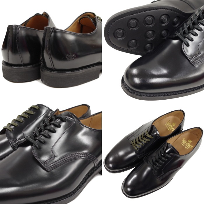 ��������� �ߥ꥿�꡼ SANDERS 1384 OFFICER SHOE �֥�å� ���ե��������塼�� �ץ졼��ȥ� �쥶�� �ӥ��ͥ����塼�� ��� �ܳ�