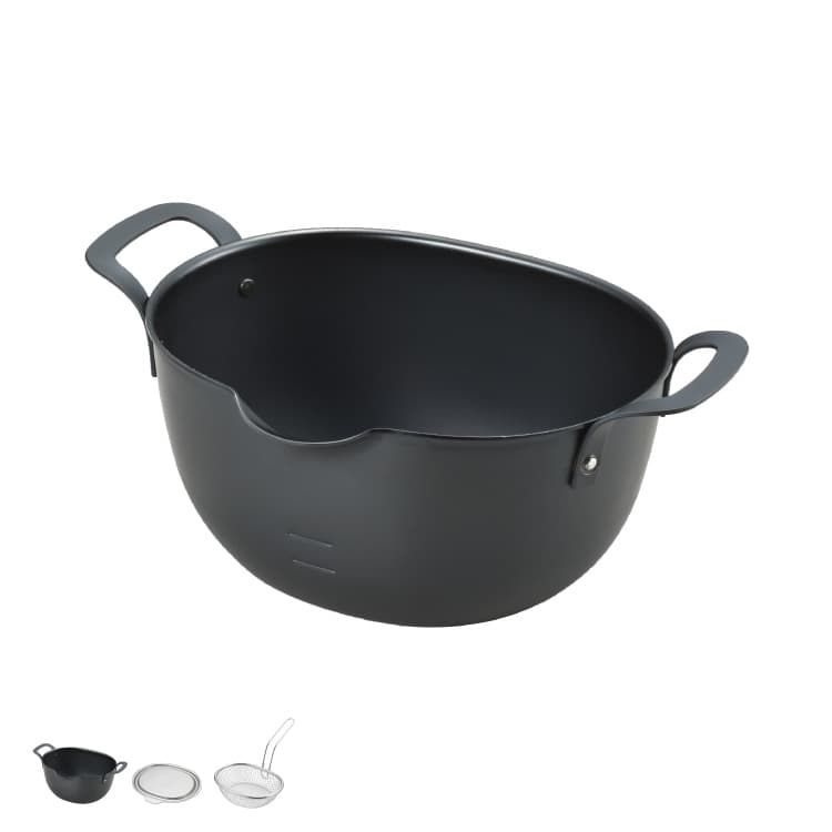 aikata 鉄製 揚げ鍋 ステンレス蓋 ステンレス揚げザル