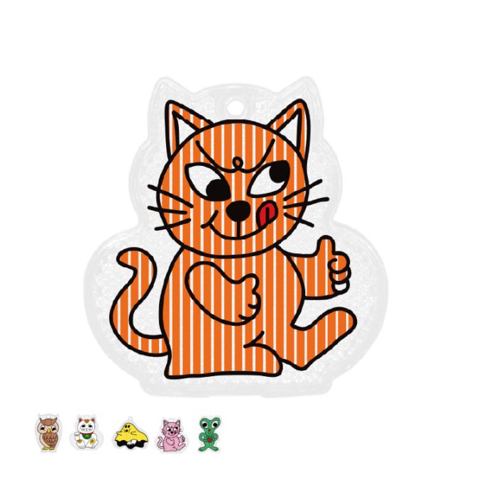 リフレクター 反射キーホルダー Midori Komatsu│チーキーキャット・ゴースト・ラッキーキャット・オウル・エイリアン