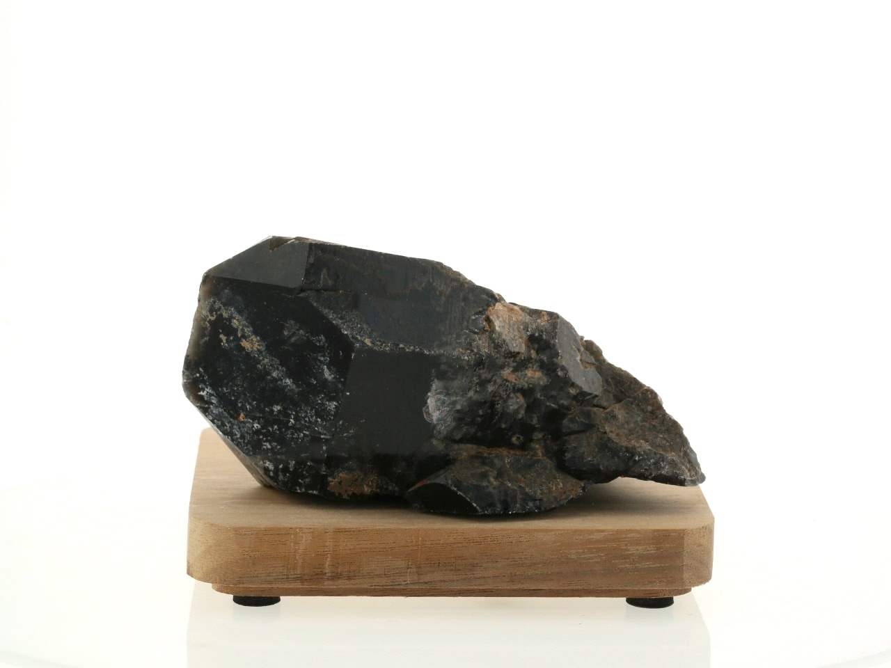 黒水晶 （モリオン） 原石（木製台座付き）　魔除け・浄化用 No.7 