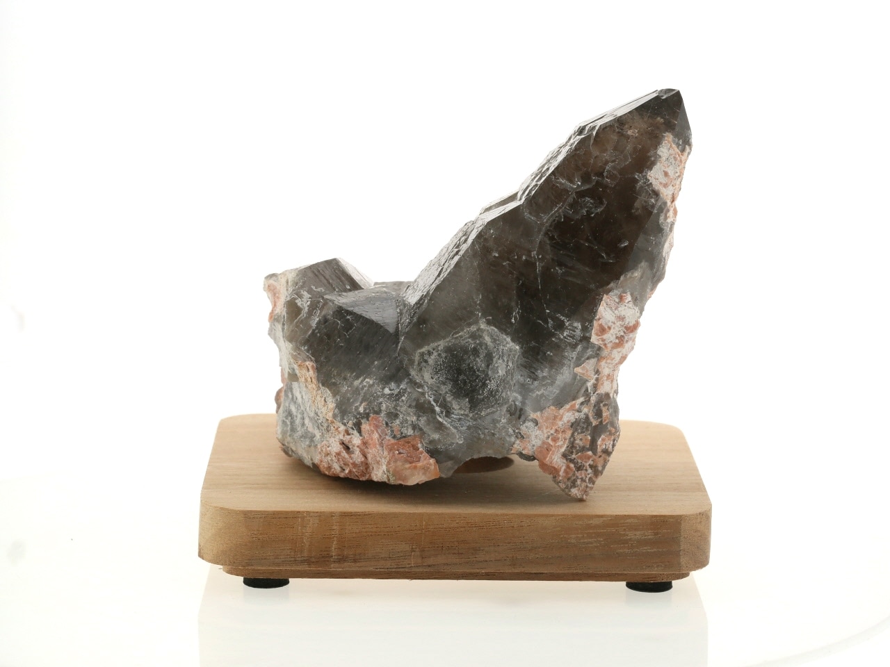 黒水晶 （モリオン） 原石（木製台座付き） 魔除け・浄化用 No.12 ｜最