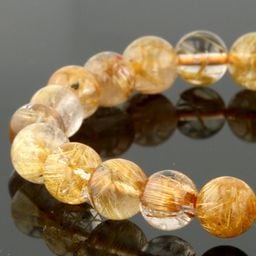 ゴールド キャッツアイルチル 8ミリ 1粒売り 金針水晶 パワーストーン お守り ギラギラ輝くキャッツアイルチル クォーツ 8ミリ 1粒売り 金銭運を呼ぶ