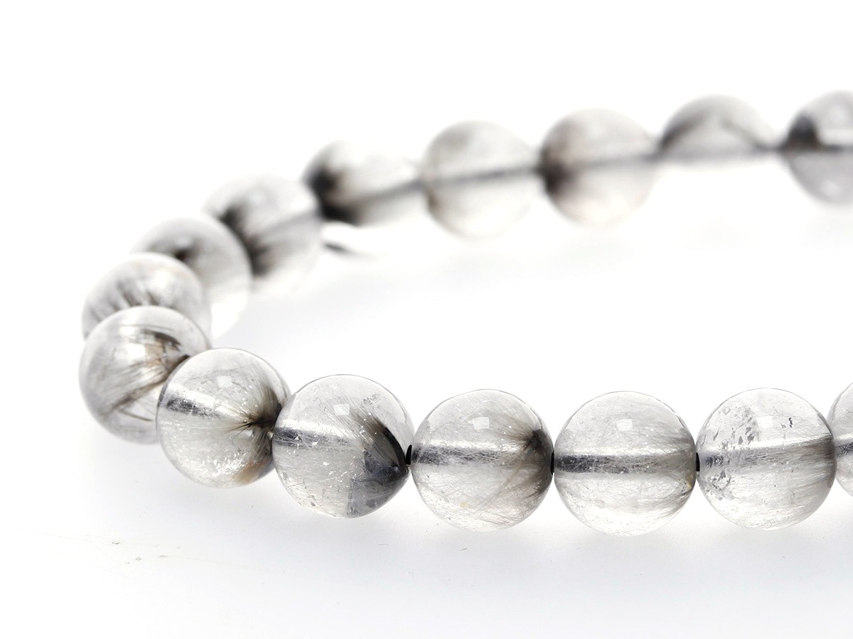 プラチナルチルクォーツ ブレスレット 7mm 一点物 送料無料 111-35629