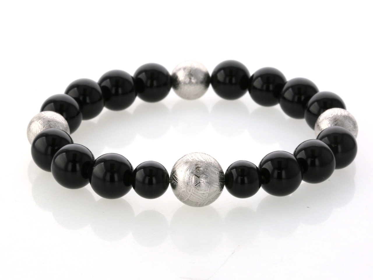 ギベオン隕石 ＆オニキス ミックスブレスレット No.7 （鑑別書付き