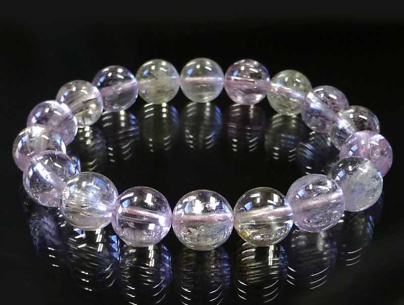 11mmマルチカラークンツァイトブレスレットファイナルグレード アフガニスタン産 最高級（5A） クンツァイト （マルチカラー） ブレスレット 8mm玉 No.5
