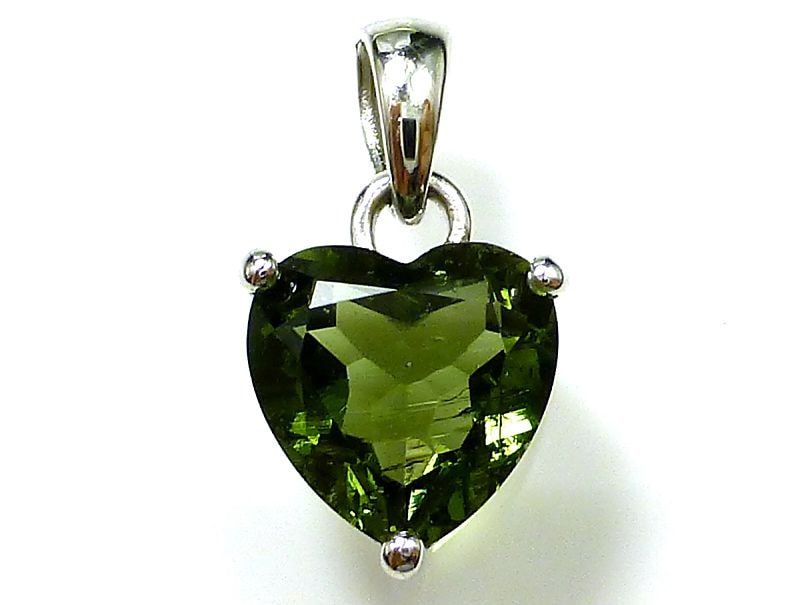 モルダバイト ペンダント （シルバー925） ハート型(中) 最高級（5A