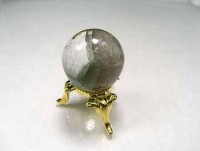 最高級（5A） グリーンファントムクォーツ 丸玉・スフィア　（台座付き） 18mm玉 No.1  [ 画像現物・一点物 ]  |ファントム原石・丸玉 置物|グリーンファントムクォーツ