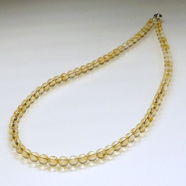 天然シトリン（黄水晶）ネックレス 8mm玉 最高級（5A）