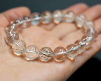 山梨県産　甲州乙女水晶 ブレスレット 証明書付 12〜12.5mm玉 No.10|日本産ブレスレット|山梨乙女水晶