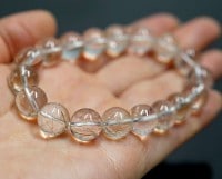 山梨県産　甲州乙女水晶 ブレスレット 証明書付 12〜12.5mm玉 No.11|日本産ブレスレット|山梨乙女水晶