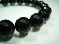 ブラックオニキス　128面カット玉ブレスレット 10mm玉|オニキスカット珠ブレスレット|オニキス