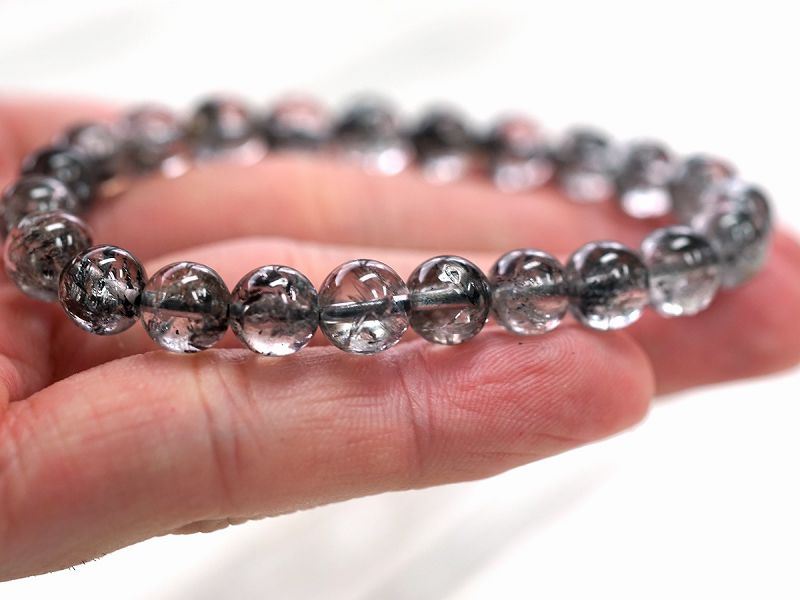 ヒマラヤ産 スティブナイト イン クォーツ ブレスレット 8mm玉 No.1