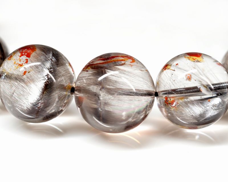 ライモナイトイン プラチナ放射ルチル ブレスレット 14mm玉 No.6