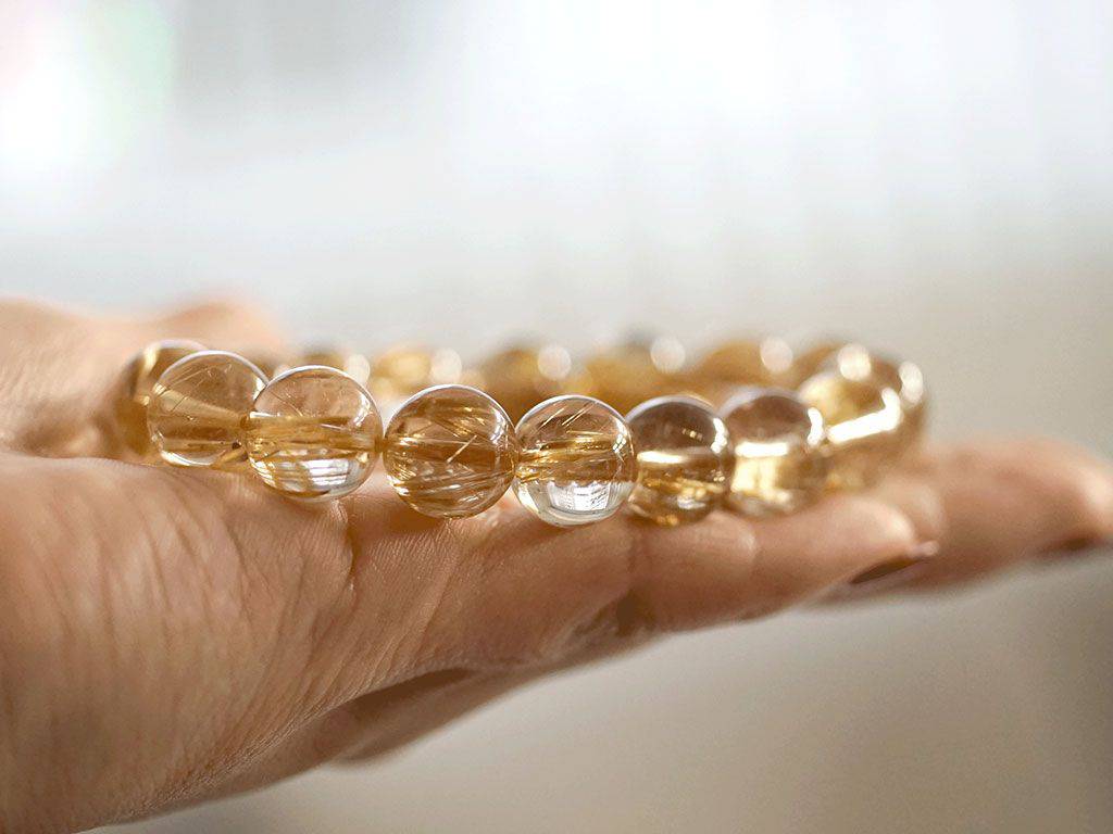 タイチンルチル　ブレスレット 12mm 2個セット タイチンルチル ブレスレット 12mm玉 No.54 （鑑別書付） 最高級