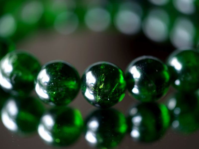 クロムダイオプサイト ブレスレット 10.5mm玉 No.9 （鑑別書付）｜最