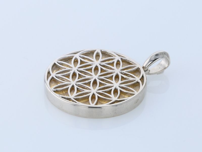 ギベオン隕石 フラワーオブライフ ペンダントトップ Mサイズ ゴールド