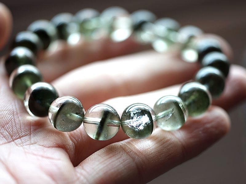 グリーンファントムクォーツ ブレスレット 11mm玉 No.7 （鑑別書付