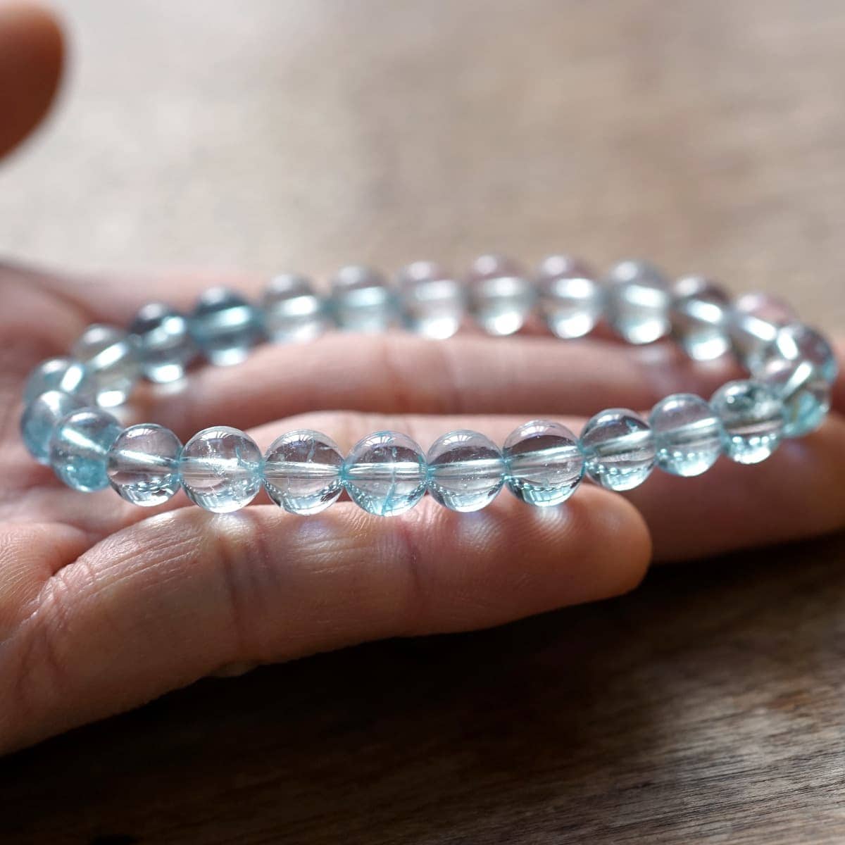 最高級（5A） ブルートパーズ ブレスレット 8mm玉 No.8 [ 画像