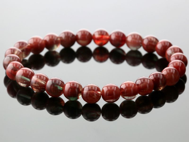 レッドアンデシン ブレスレット ハイクオリティ極美品 7〜7.5mm玉 アンデシン（レッド） ブレスレット 7.5mm玉 No.7｜最高級
