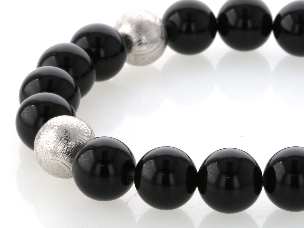 ギベオン隕石 ＆オニキス ミックスブレスレット No.7 （鑑別書付き