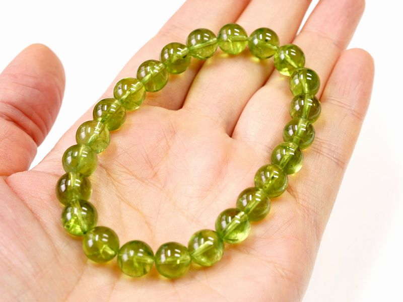 ペリドット ブレスレット 8.5mm玉 No.7 （鑑別書付）｜最高級