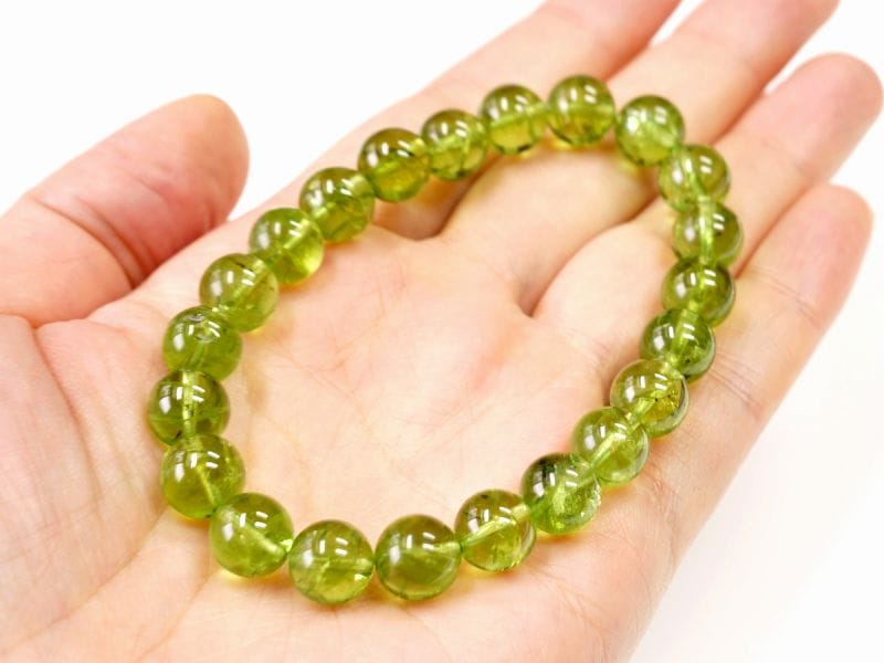 ペリドット ブレスレット 9mm玉 No.8 （鑑別書付）｜最高級