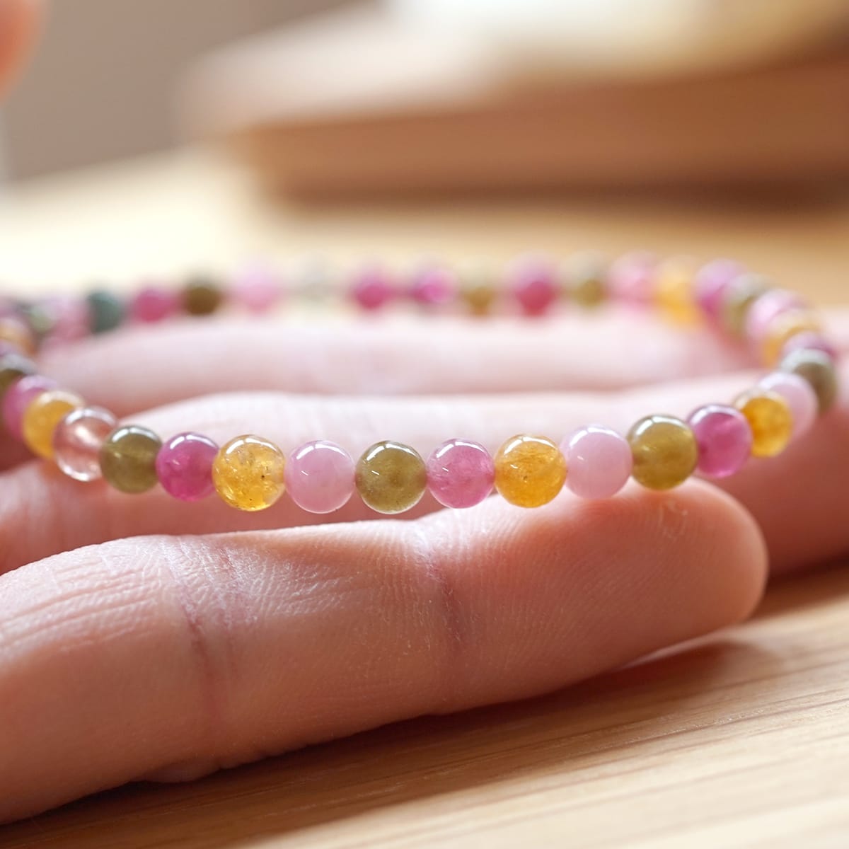 トルマリン ミックスカラー ブレスレット 5mm玉 No.15 最高級（5A