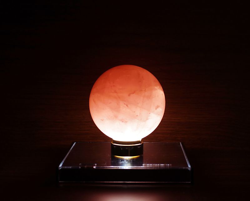 ローズクォーツ 丸玉置物 66mm玉 No.7 【 アーシスト LED照明付き