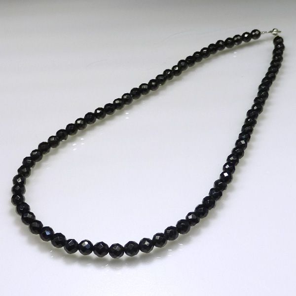 ブラックオニキス64面ｶｯﾄ玉ネックレス 8mm玉 最高級パワーストーン販売のフォレストブルー 送料無料 返品交換ok