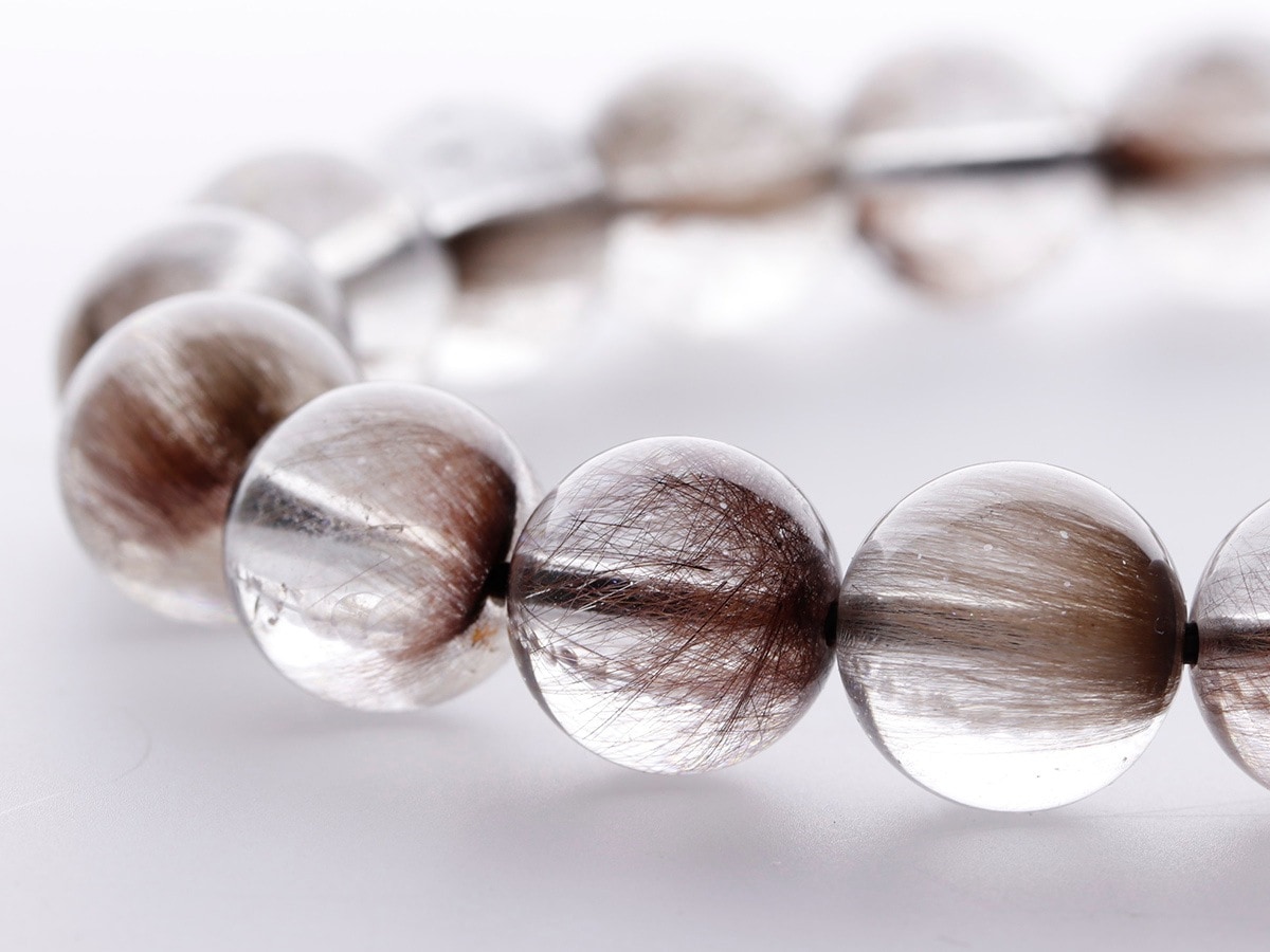 プラチナルチルクオーツ 数珠 ブレスレッド 7.7mm 17cm レディースM 贈り物 針水晶 天然石 パワーストーン ブラウンルチルクォーツ ブレスレット 7.7mm 19cm メンズL