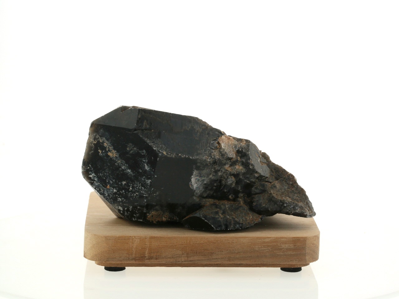 黒水晶 （モリオン） 原石（木製台座付き） 魔除け・浄化用 No.7 ｜最