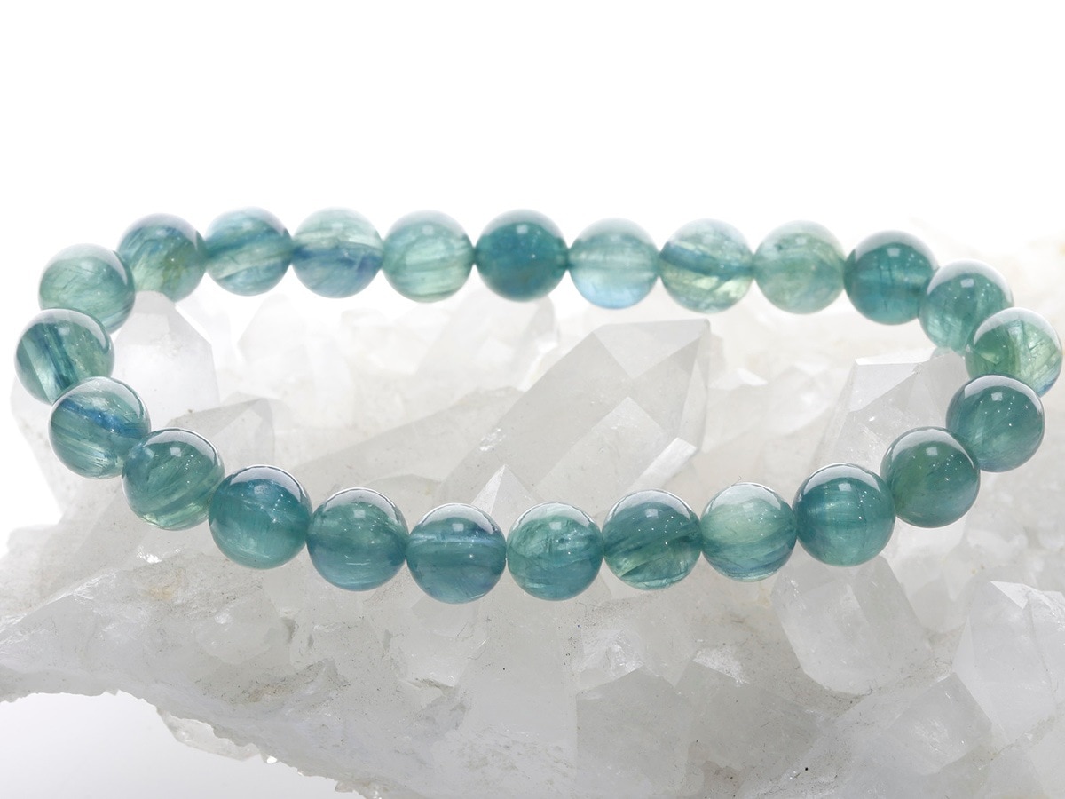 グリーン カイヤナイト ブレスレット 7.7mm玉 No.s-3705 （中国広州市