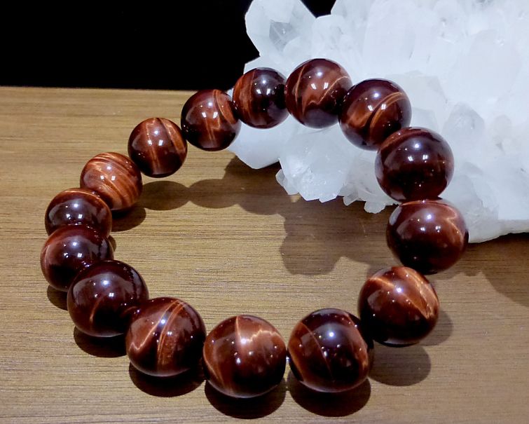♡パワーストーンブレスレット♡5A/タイガーアイ/レッド レッドタイガーアイ ブレスレット 14mm玉 最高級（5A）｜最高級