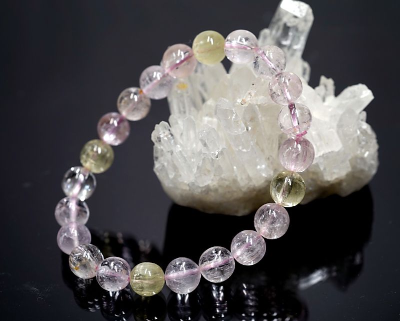 11mmマルチカラークンツァイトブレスレットファイナルグレード アフガニスタン産 最高級（5A） クンツァイト （マルチカラー） ブレスレット 8mm玉 No.5