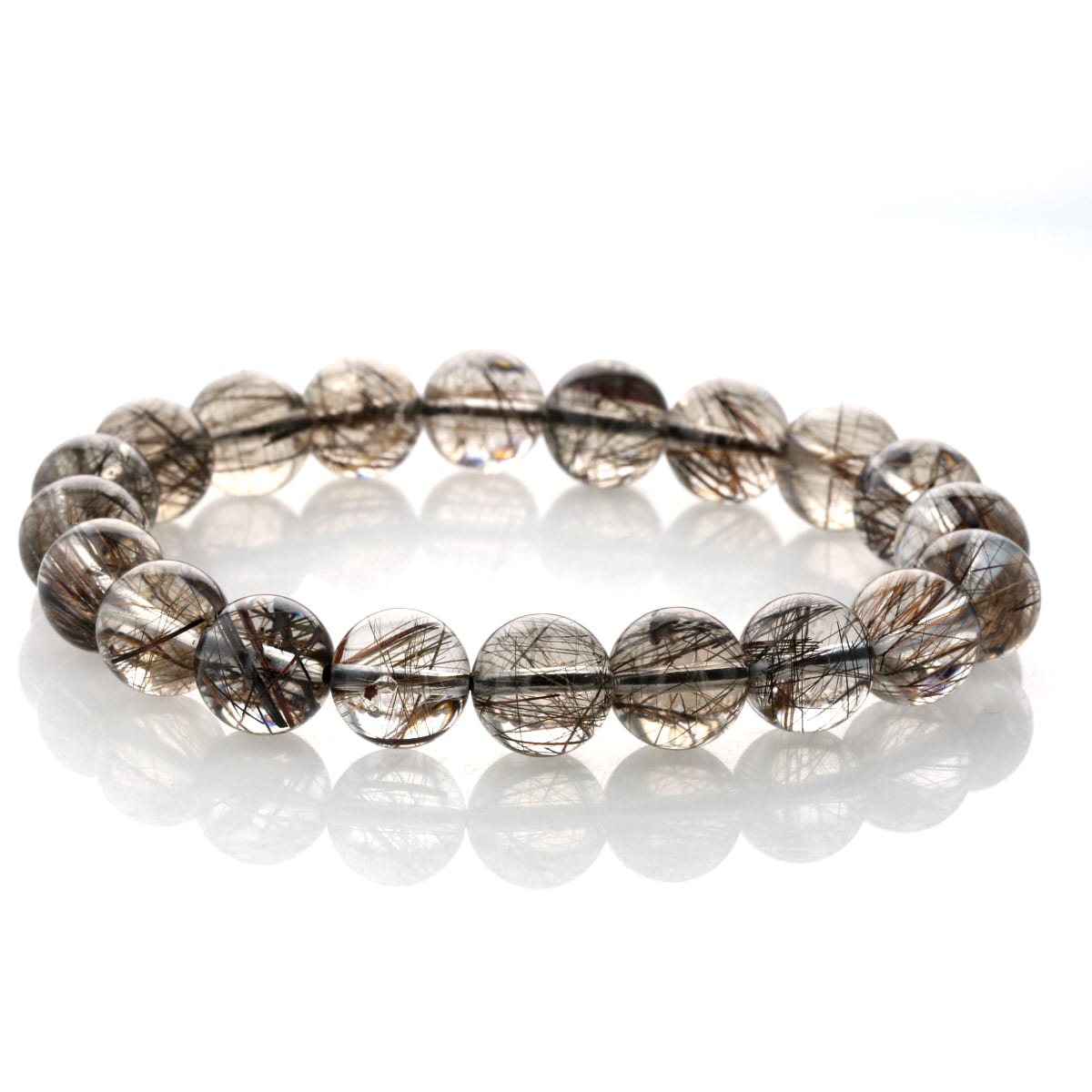 ブラックルチル (二酸化チタン) ブレスレット 13mm玉 No.22 （鑑別書付