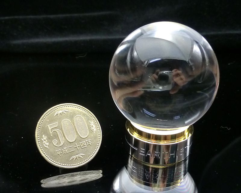 天然本水晶 丸玉置物 40mm玉 （EARTHIST 台座付き） 最高級（5A