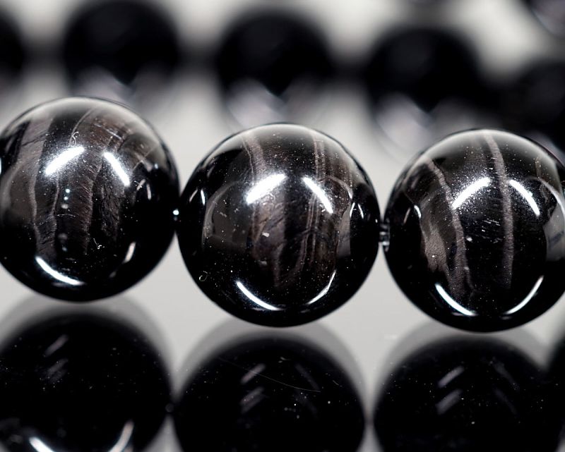 ブラックタイガーアイ ブレスレット 12mm玉 最高級（5A）｜最高級