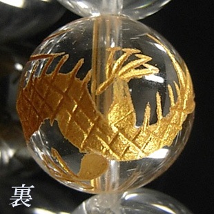 龍・ゴールド】 手彫金龍水晶ブレスレット 12mm玉｜最高級