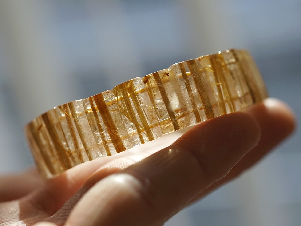 【高級】プラチナタイチンルチルクォーツ ブレスレット バングル タイチンルチル バングルブレスレット No.15 最高級（5A） ｜最