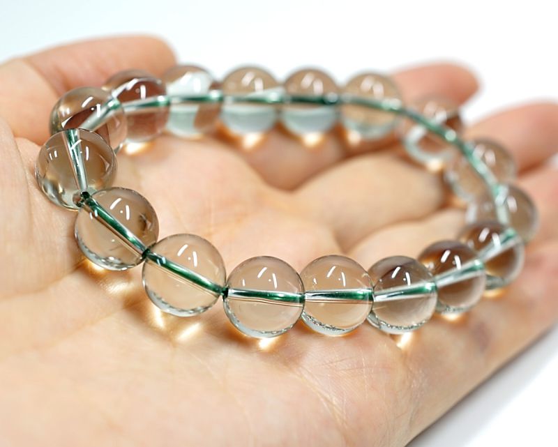 グリーンアメジスト ブレスレット 大粒 美品 早い者勝ち グリーンアメジスト ブレスレット 12mm玉 最高級（5A）｜最高級