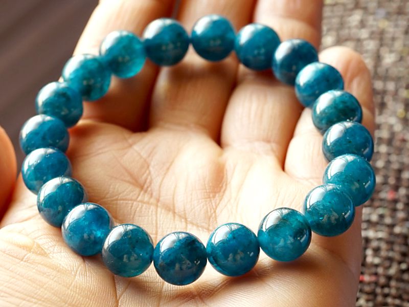 ブルーアパタイト ブレスレット 10mm玉 No.29 最高級（5A）｜最高級