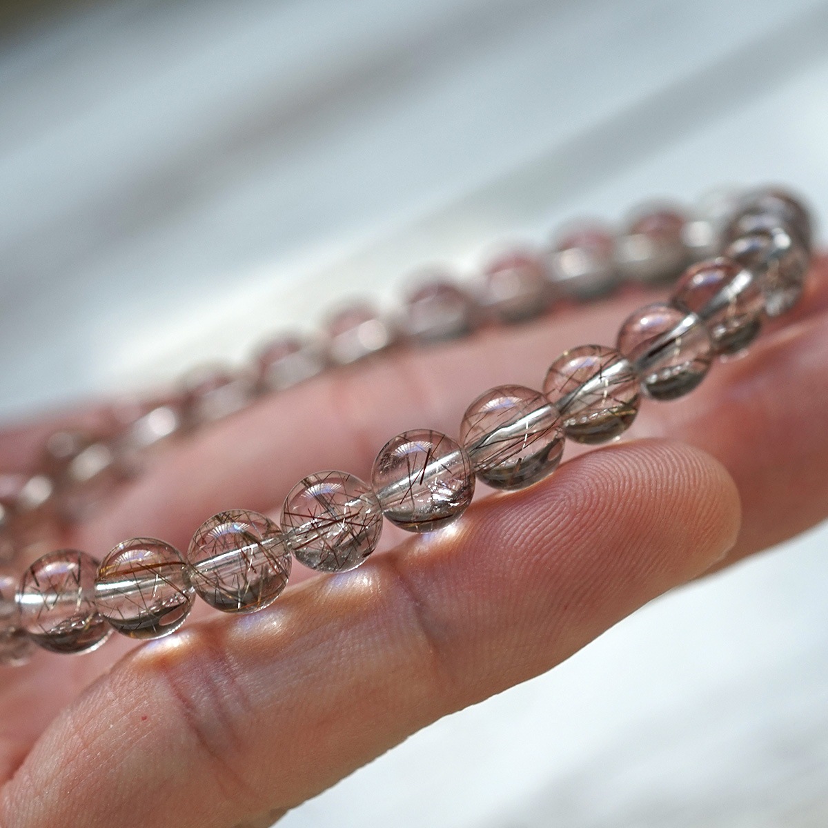 超希少石/最強品質】パープルルチルクォーツ＊約8.5mm＊天然石ブレスレット