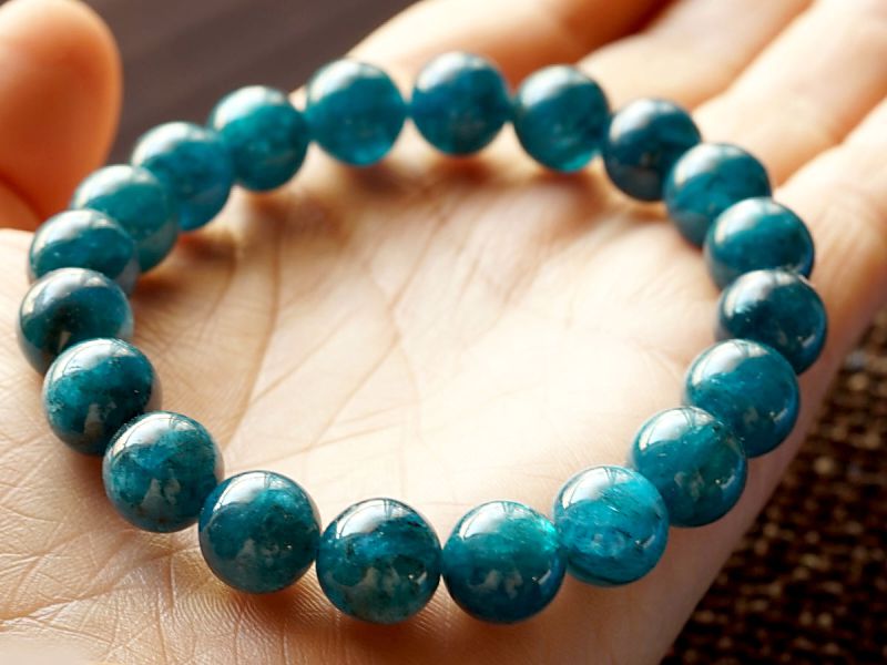 ブルーアパタイト ブレスレット 10mm玉 No.28 最高級（5A）｜最高級  