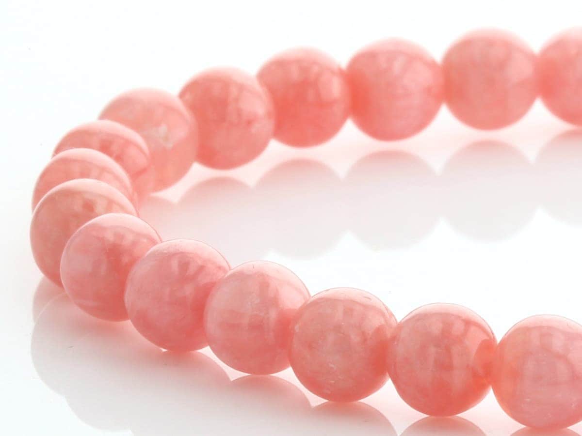 最高級インカローズ 6mm インカローズ （ベビーピンク）ブレスレット 6mm玉 No.15 最高級5A