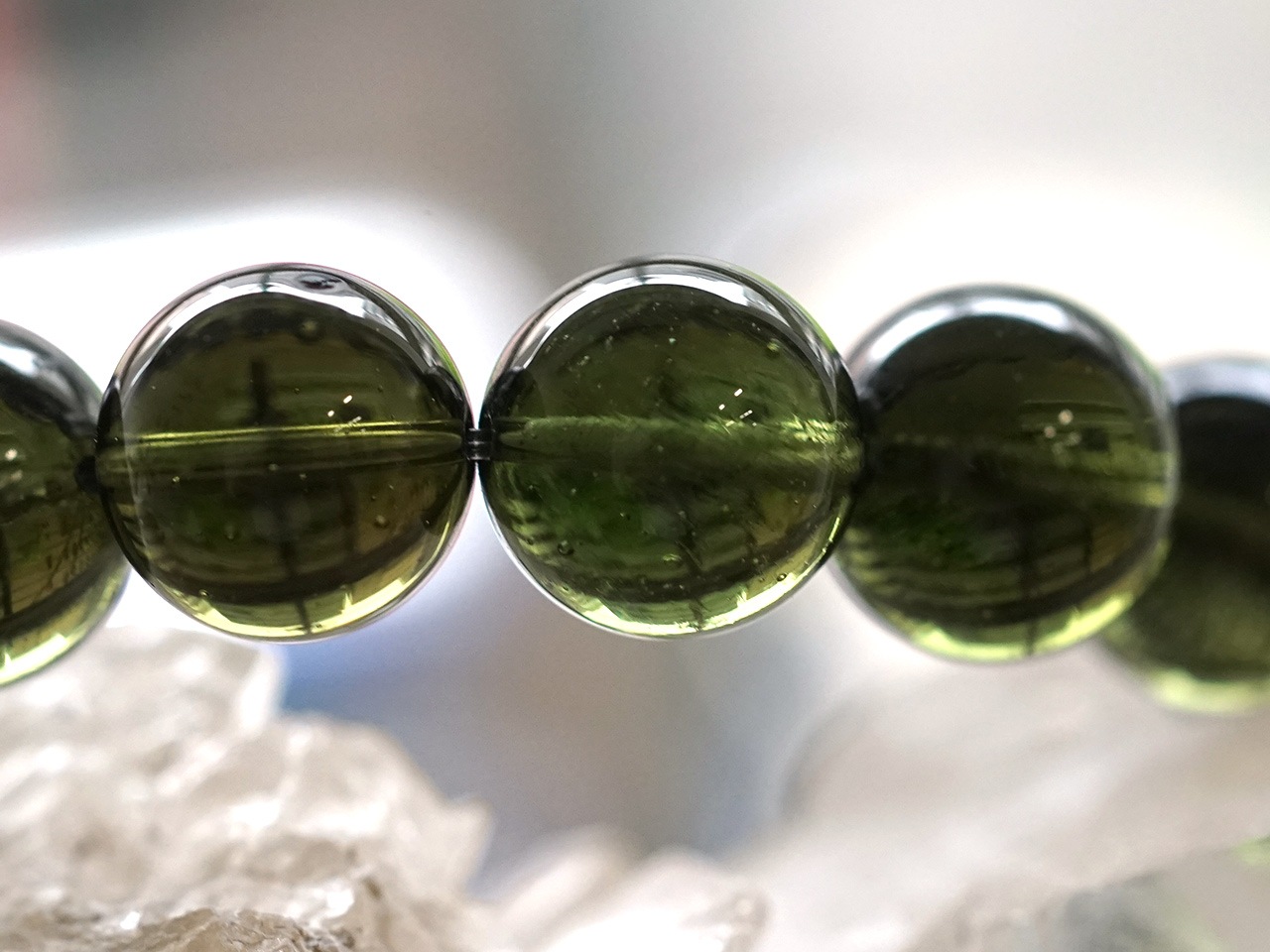 モルダバイト ブレスレット 11mm玉 No.7 （鑑別書付き） 【リユース