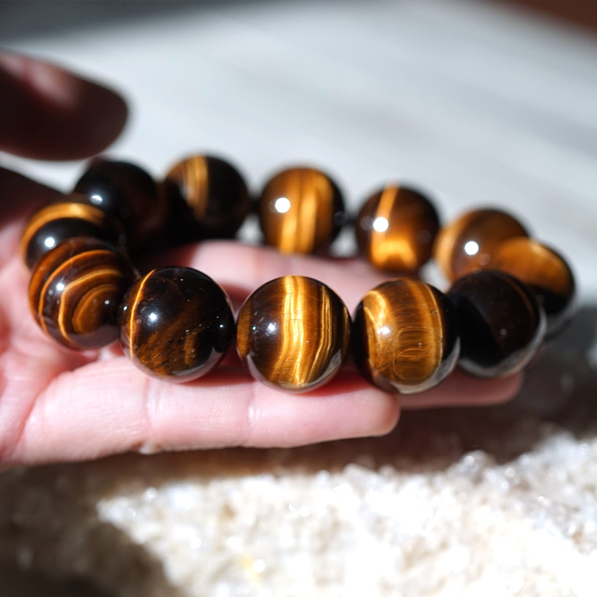 最高級（5A） タイガーアイ ブレスレット20mm玉 No.1 [ 画像現物・一点