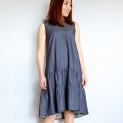 麻混インディゴティアードワンピース/DUAL VIEW　7800|DUAL VIEW