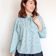 バードプリントブラウス/BLUE FRONCE　8306|BLUE FRONCE